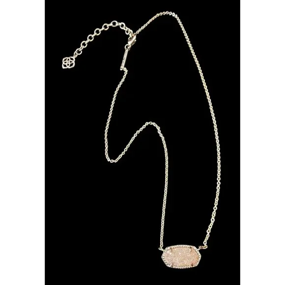 Kendra Scott Elisa Semi Precious Drusy Stone Pendant 15" Necklace Gold Plated - Picture 1 of 7